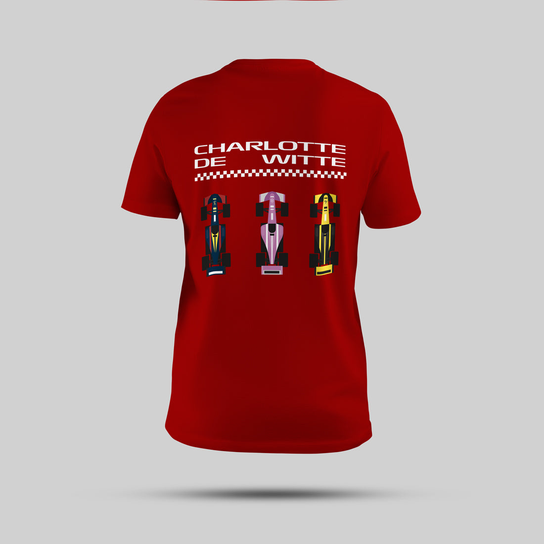 Charlotte de Witte - Formula One Regular T-Shirt (Red) - back view showing the print