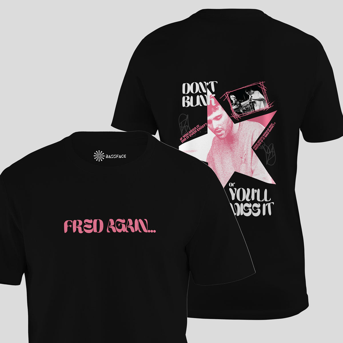 Fred Again - Don't Blink Regular T-Shirt (Black) - front and back view