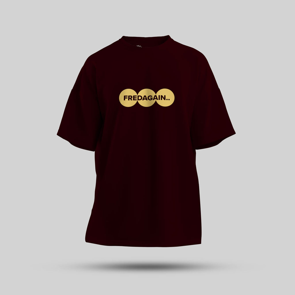 Fred Again x Swedish House Mafia - Turn On The Lights Again Oversized T-Shirt (Maroon) - front view showing the logo
