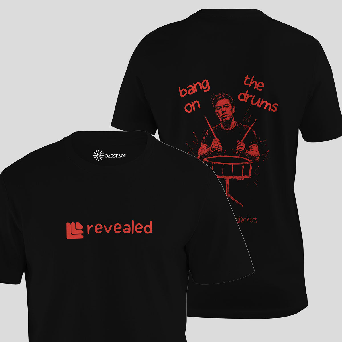Hardwell x Bassjackers - Bang On The Drums Regular T-Shirt (Black) - front and back view
