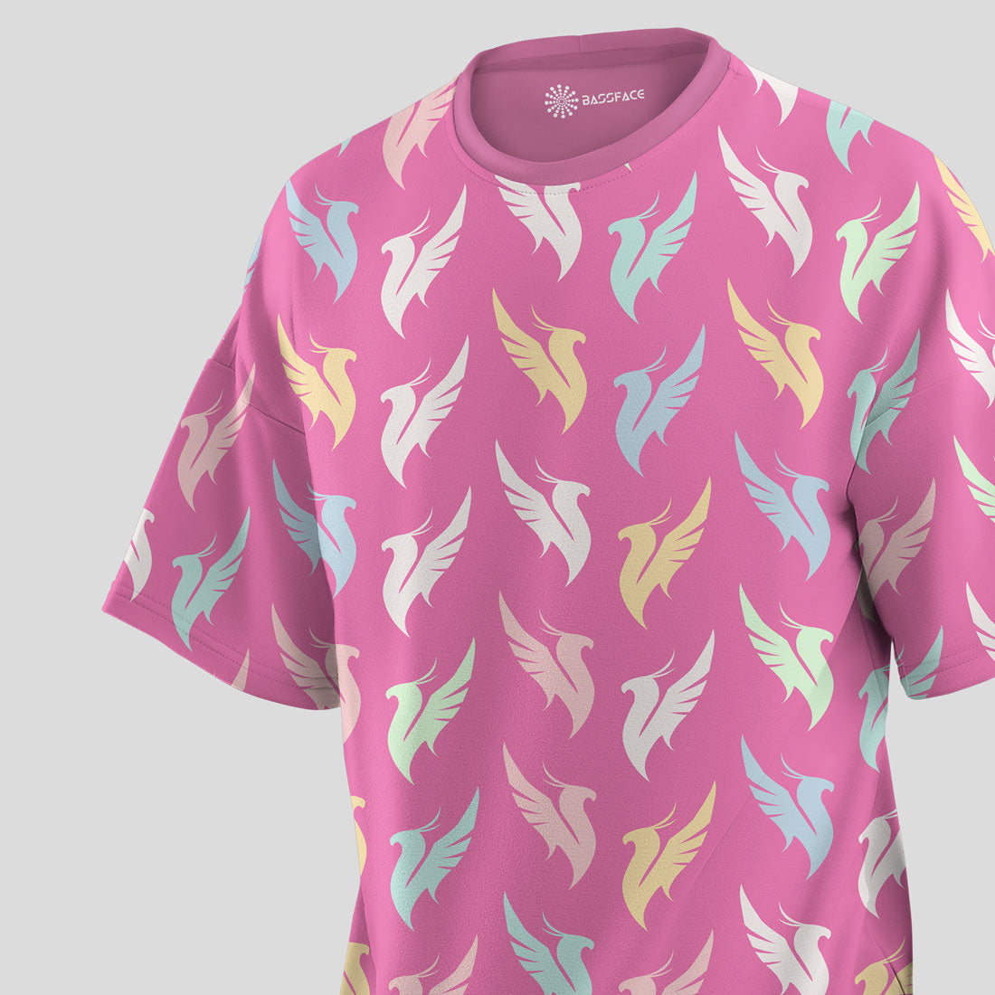 Illenium - Bird Oversized T-Shirt - close-up of the all-over bird print
