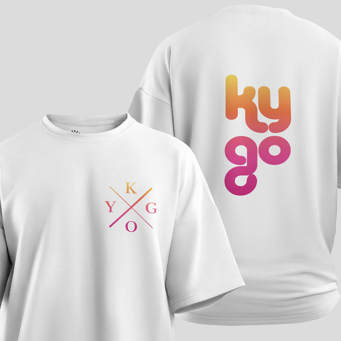 Kygo - Sunset Oversized T-Shirt (White) - front and back view