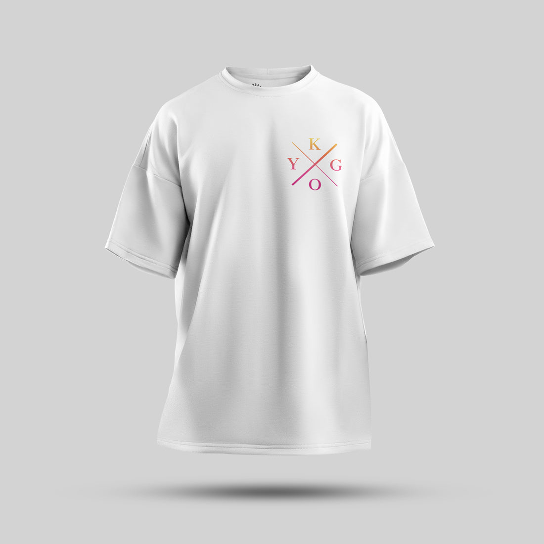 Kygo - Sunset Oversized T-Shirt (White) - front view showing the logo